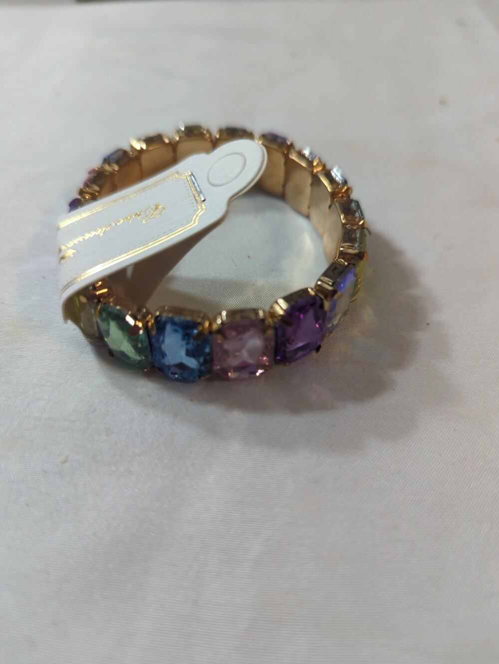 Chloe Accessory stretchy bracelet purple pink green blue white gold back